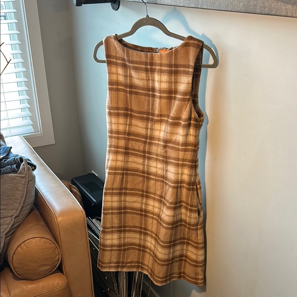 Plaid Sleeveless Dress - Brown